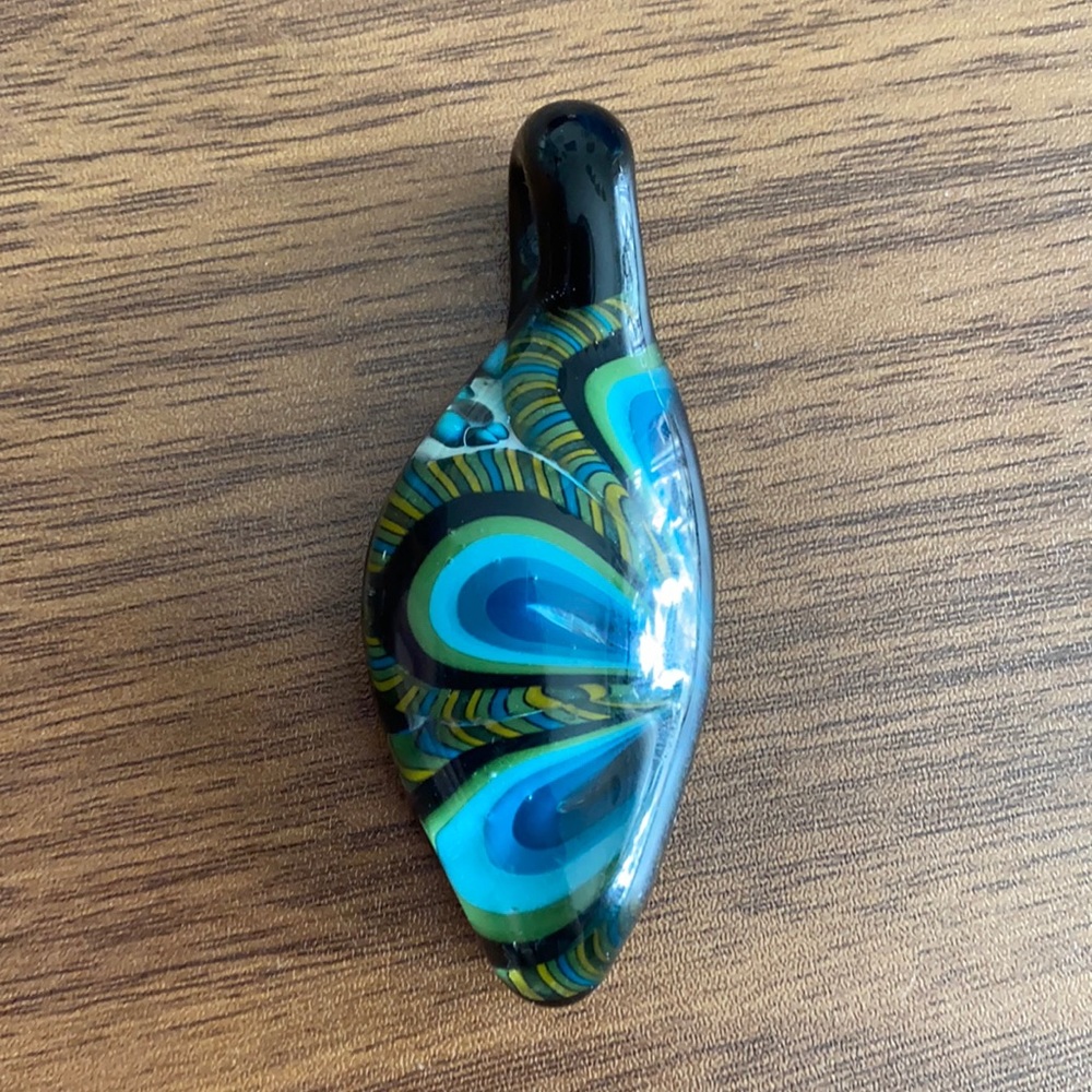 Blown glass half flower pendant mod retro ooak